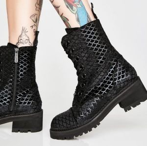 Killstar black velvet mermaid boots